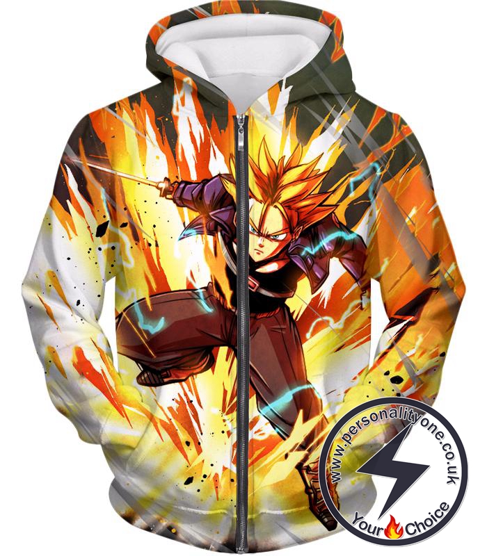 Dragon Ball Super Future Trunks Super Saiyan Awesome Action Anime Zip Up Hoodie